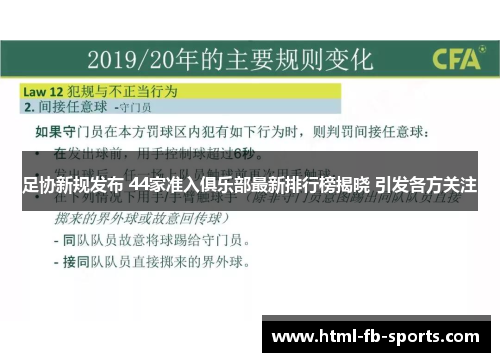 足协新规发布 44家准入俱乐部最新排行榜揭晓 引发各方关注